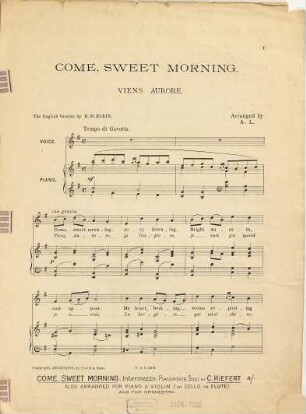 Come, sweet morning : old French = (Viens aurore)