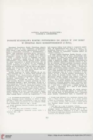 34: Podróż Stanisława Kostki Potockiego do Anglii w 1787 roku w świetle jego korespondencji z żoną
