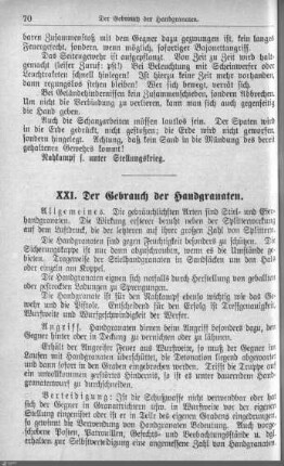 XXI. Der Gebrauch der Handgranaten