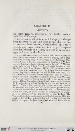 Chapter II: Maturity