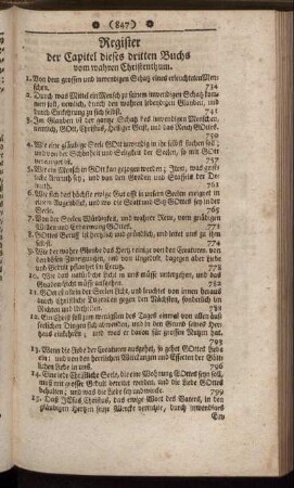 Register der Capitel dieses dritten Buchs vom wahren Christenthum.