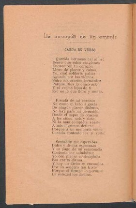 La ausencia de un amante : Carta en verso