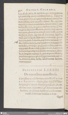 Observatio LXXXIII. De cucurbita monstrosa