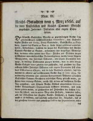 Num. III. Reichs-Gutachten vom 5. Merz 1666.