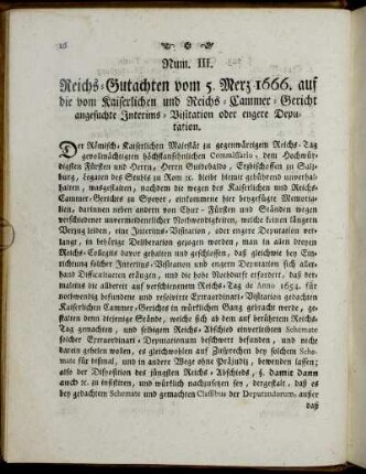 Num. III. Reichs-Gutachten vom 5. Merz 1666.