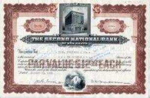 USA, The second National Bank of New Haven, Aktie über 100 Shares