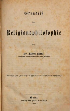 Grundriß der Religionsphilosophie