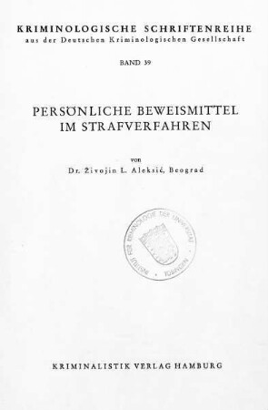 Persönliche Beweismittel im Strafverfahren