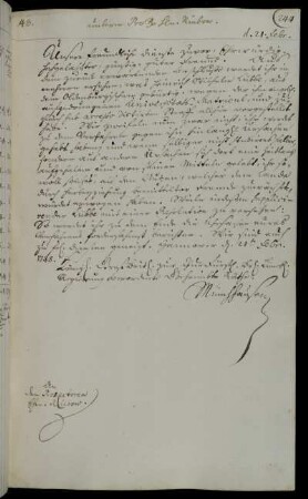 Anforderung eines Berichts zur Strafsache des Studierenden Heinrich Wilhelm Lübbe.