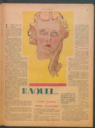 Raquel... : Cuento pasional por Pedro Julián Paz