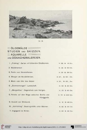 Ölgemälde, Studien und Skizzen. Aquarelle und Gouachemalereien (Nr. 1-162)