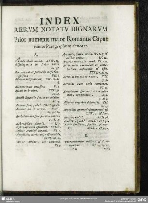 Index Rerum Notatu Dignum