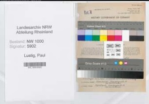 Entnazifizierung Paul Lustig, geb. 21.09.1896 (Zollbeamter)