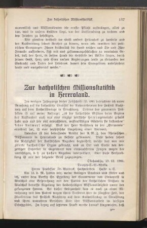 Zur katholischen Missionsstatistik in Hereroland