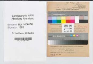 Entnazifizierung Wilhelm Schultheis, geb. 13.12.1896 (Verw.Angest.)