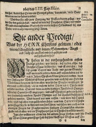 Die ander Predigt/ Was der Herr Christus gelitten ...