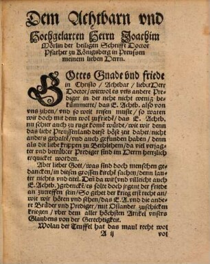 Wider die tieffgesuchten und scharffgespitzten, aber doch nichtigen Ursachen Osianders, darmit er den Artikel von der Gerechtigkeit lestiget und verkeret kleglich