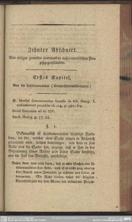 Zehnter Abschnitt. Von einigen zuweilen eintretenden außerordentlichen Prozeßgegenständen