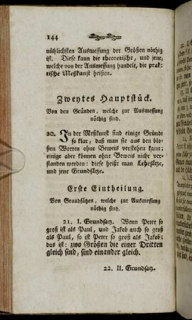 Zweytes Hauptstück. Von den Gründen, welche zur Ausmessung nöthig sind.