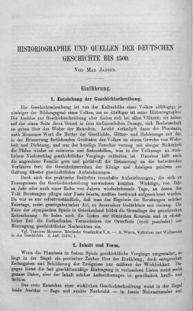 Historiographie und Quellen der deutschen Geschichte bis 1500