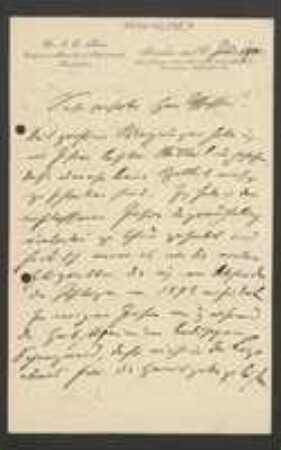 Brief von Carl Otto Harz an Unbekannt