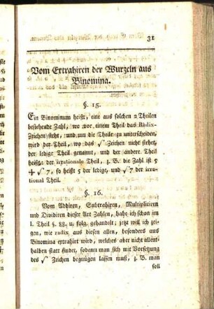 Vom Extrahiren der Wurzeln aus Binomina