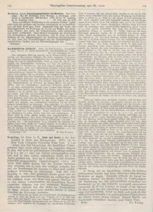 123-124 [Rezension] Kraeling, Emil, Aram and Israel or the Aramaeans in Syria and Mesopotamia