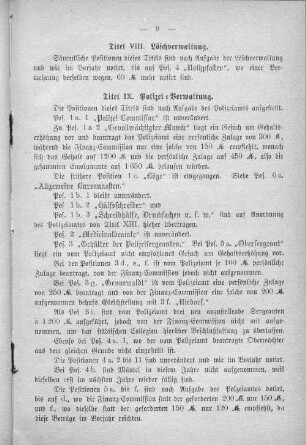 Titel IX. Polizei=Verwaltung.