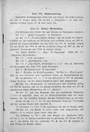 Titel IX. Polizei=Verwaltung.