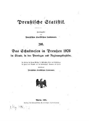 Titel : Das Schulwesen in Preußen 1926