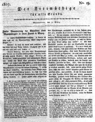No. 19, Sonnabend, den 7. März 1807