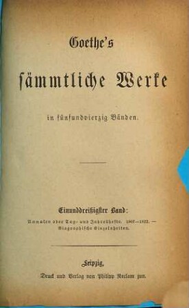 Goethe's sämmtliche Werke : in fünfundvierzig Bänden, 31