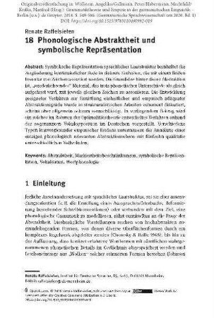 Phonologische Abstraktheit und symbolische Repräsentation