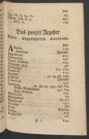 Das zweyte Register derer angeführten Autorum