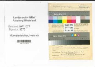 Entnazifizierung Heinrich Muensterteicher , geb. 26.04.1902 (Polizist)