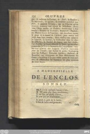 A Mademoisselle De L'Enclos. Sonnet.