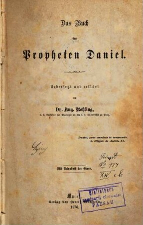 Das Buch des Propheten Daniel