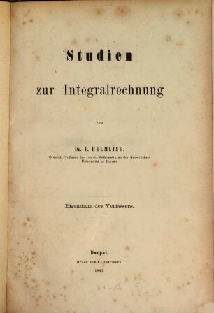 Studien zur Integralrechnung