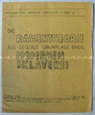 Historische Abhandlung deutscher Emigranten in Großbritannien über die nationalsozialistische Rassentheorie aus der Reihe "Schriften zur deutschen Geschichte" (Heft 4)