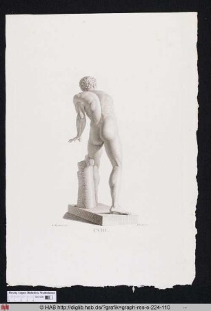 [Männliche Statue, von hinten dargestellt]