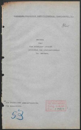 1924/25: Bericht über das Schuljahr ... - 1924/25