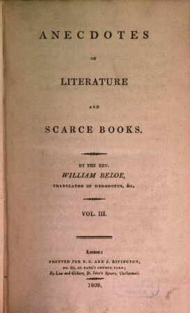 Anecdotes of literature and scarce books, 3