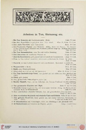 Arbeiten in Ton, Steinzeug etc. (Nr. 1-153)