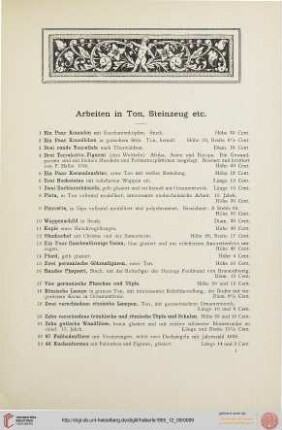 Arbeiten in Ton, Steinzeug etc. (Nr. 1-153)