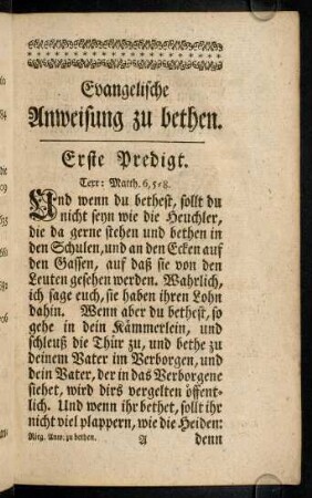 1-18, Erste Predigt