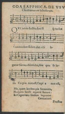 Oda Sapphica, De Usu Christianarum Scholarum.