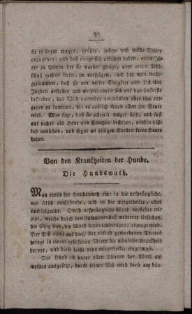 Von den Krankheiten der Hunde. Die Hundswuth.