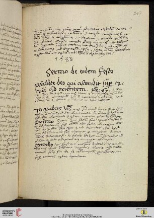 Sermo de eodem Festo [Predigttext, Ps 67,34]