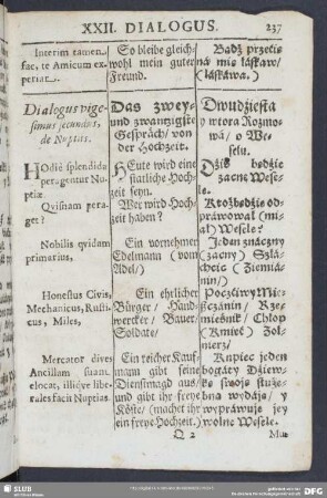 Dialogus vigesimus secundus, De Nuptiis