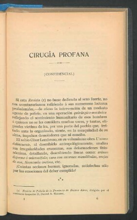Cirugía profana : (Confidencial)